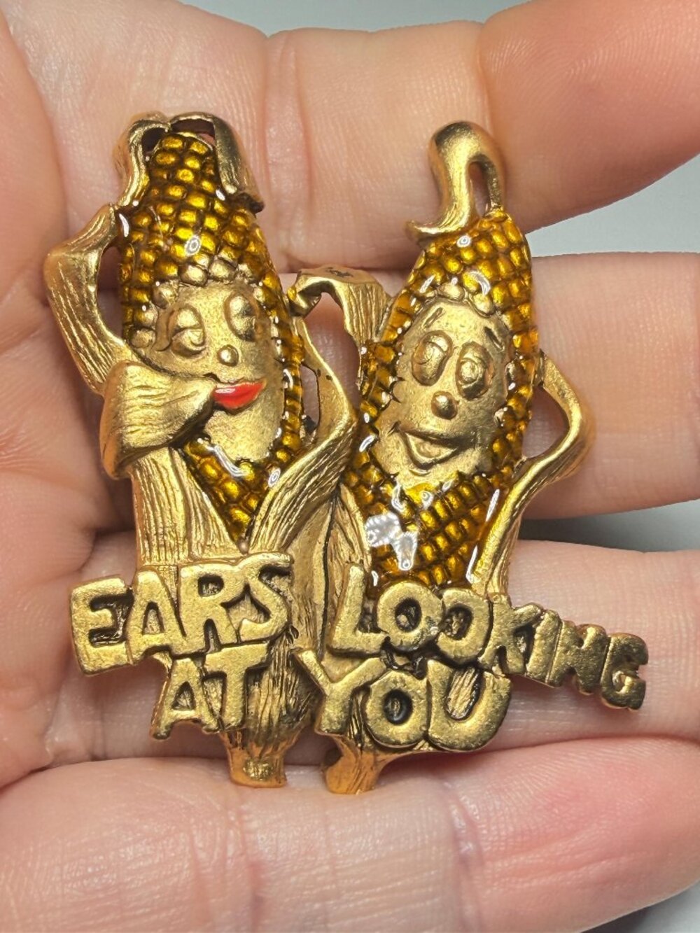 Danecraft Corn Brooch Ears Looking at You Rare Vintage Pin 2 inches